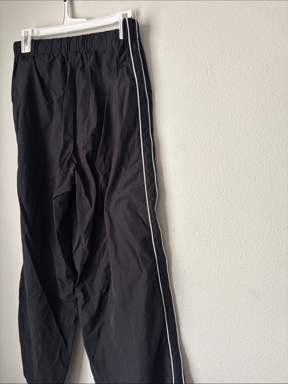 Black Track Pants with White Side Stripes